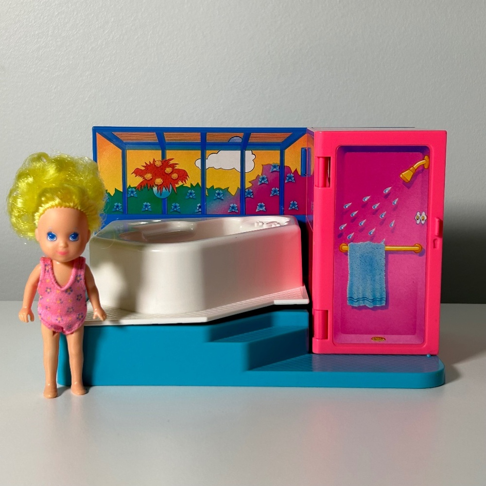 Vintage 80s Kenner Wish World Kids Sponge N' Plunge Bathtub + Rachel Doll (22M)